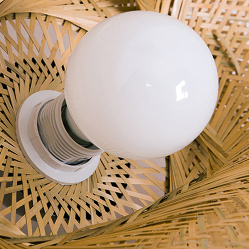 Japanese Bamboo Pendant Light Geometric Ceiling Light Fixture for Tea Room