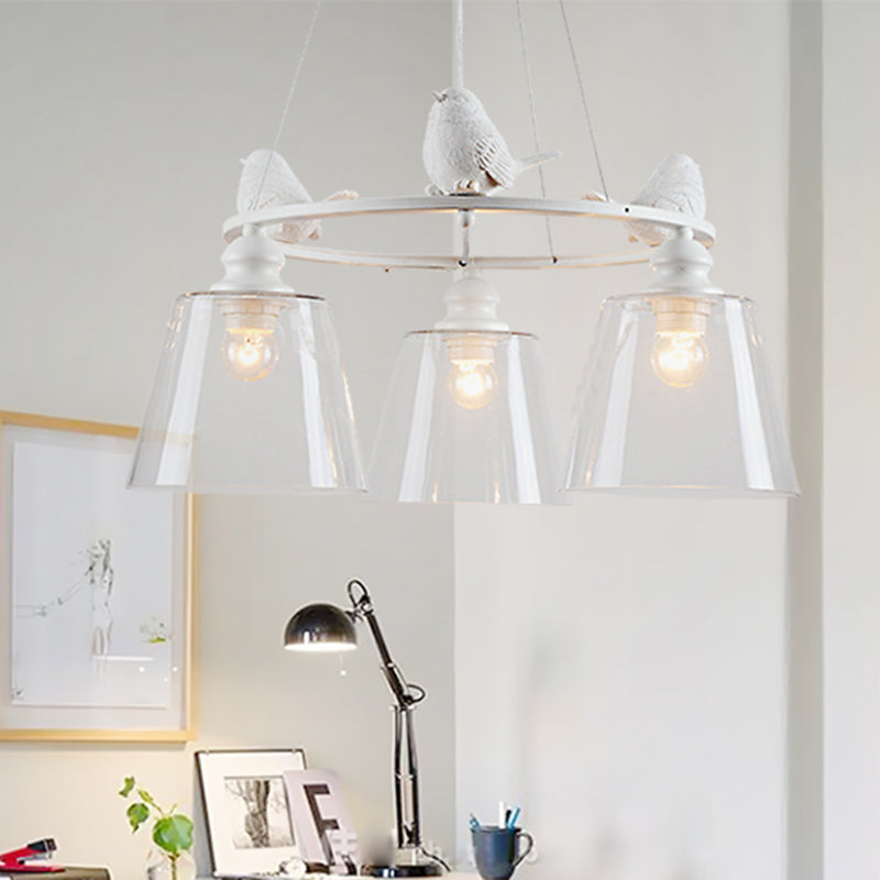 Blanc 3/8 lumières Lumières lustre en verre transparent en verre transparent clair pour le salon
