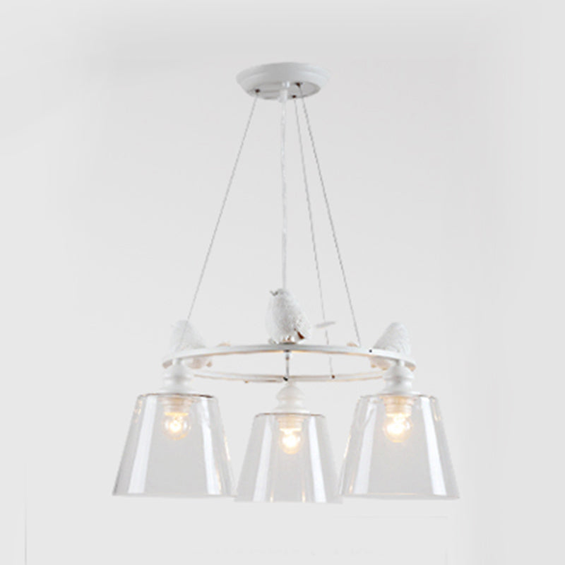 Blanc 3/8 lumières Lumières lustre en verre transparent en verre transparent clair pour le salon
