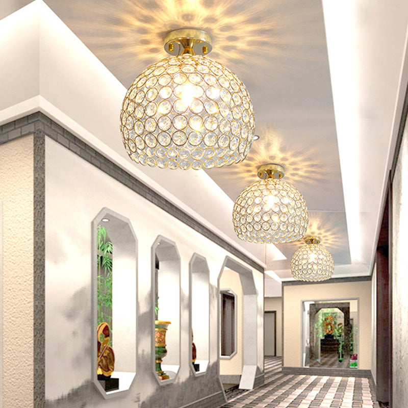 Crystal Dome Flush Mount Light Modern 1 Light Ceiling Light for Hallway