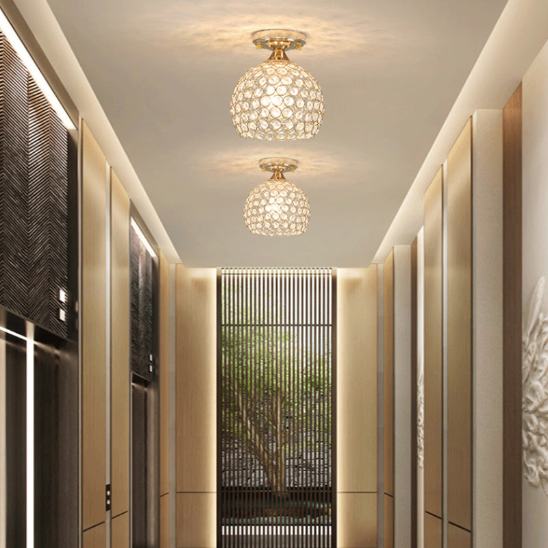 Crystal Dome Flush Mount Light Modern 1 Light Ceiling Light for Hallway