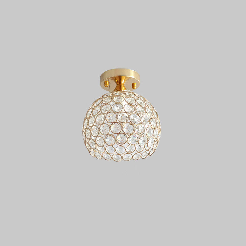 Crystal Dome Flush Mount Light Modern 1 Light Ceiling Light for Hallway