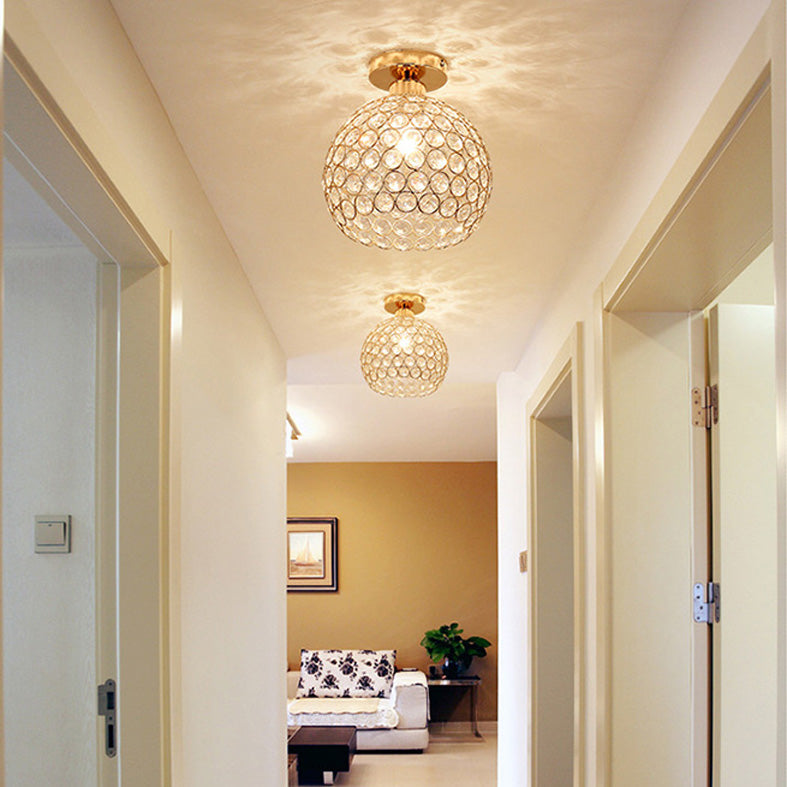Crystal Dome Flush Mount Light Modern 1 Light Ceiling Light for Hallway