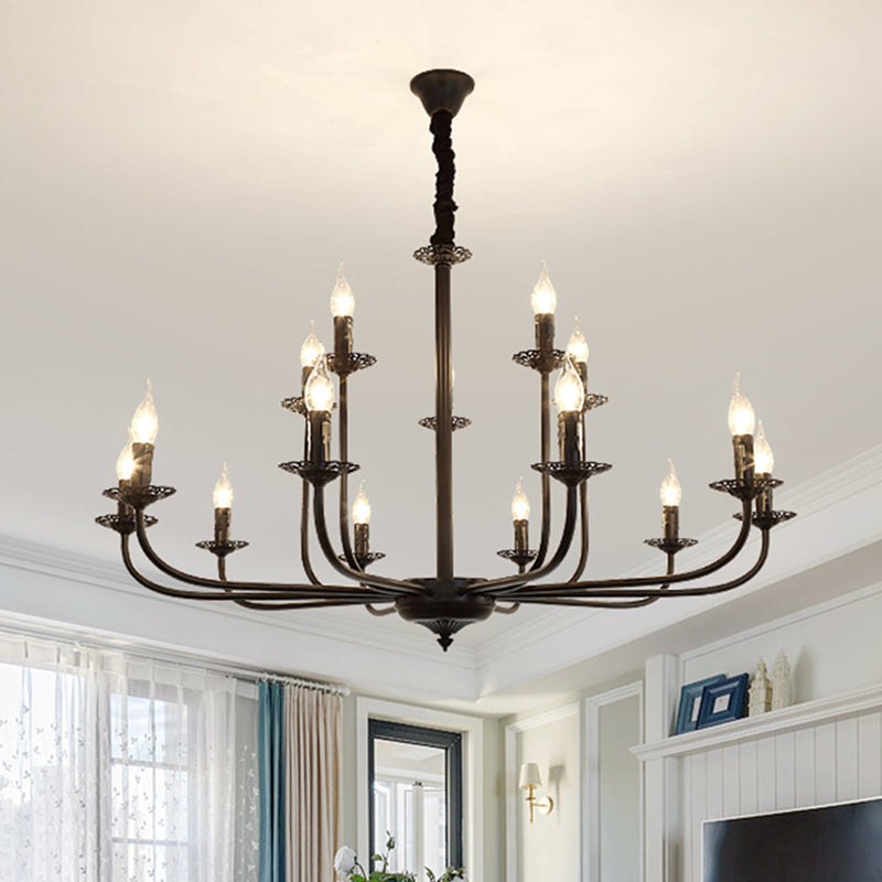9 luci a sospensione Light Candele classico Candele il lampadario appeso in nero per soggiorno