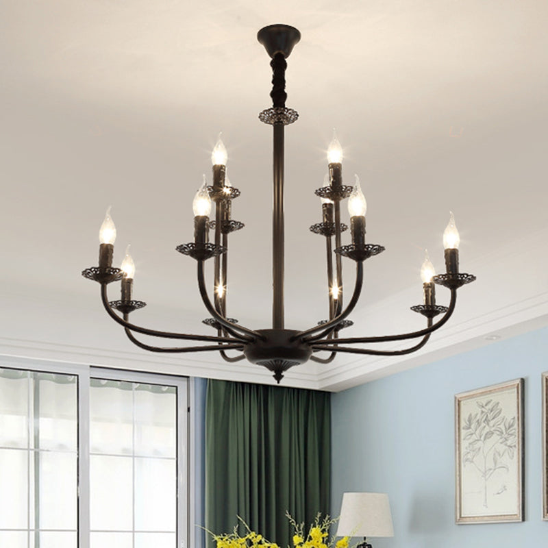 9 luci a sospensione Light Candele classico Candele il lampadario appeso in nero per soggiorno