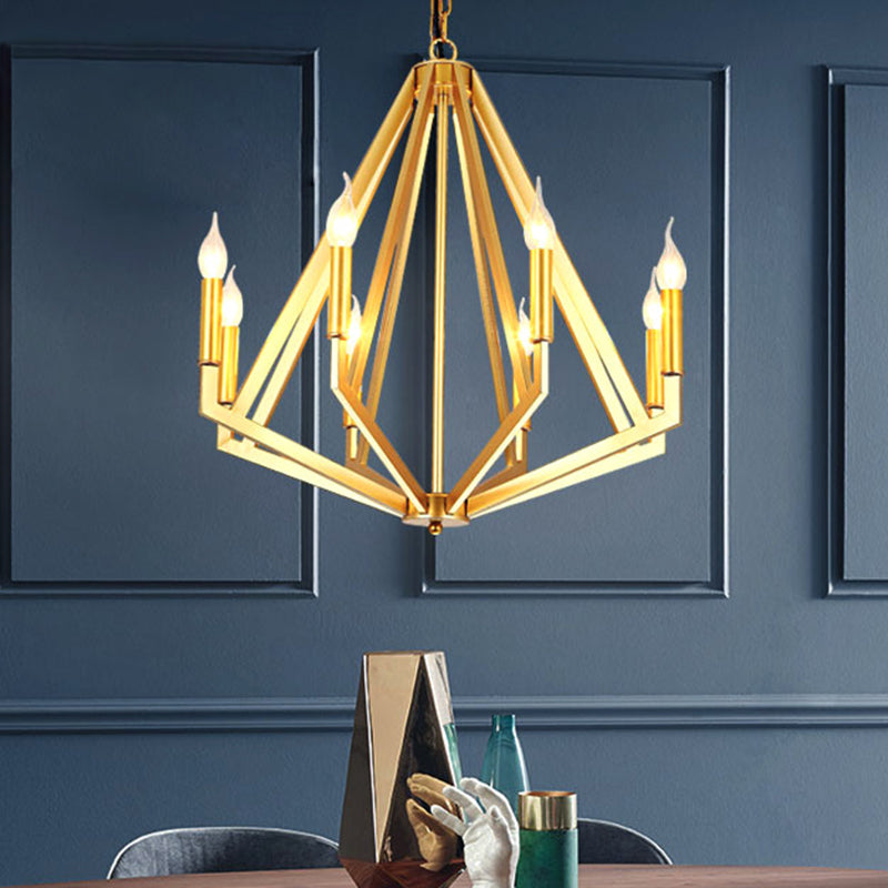 Lampada il lampadario oro a 8 luci lampada da lampada tradizionale geometrica in metallo lampada a sospensione per soggiorno