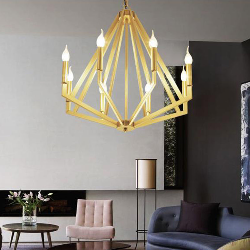 Lampada il lampadario oro a 8 luci lampada da lampada tradizionale geometrica in metallo lampada a sospensione per soggiorno