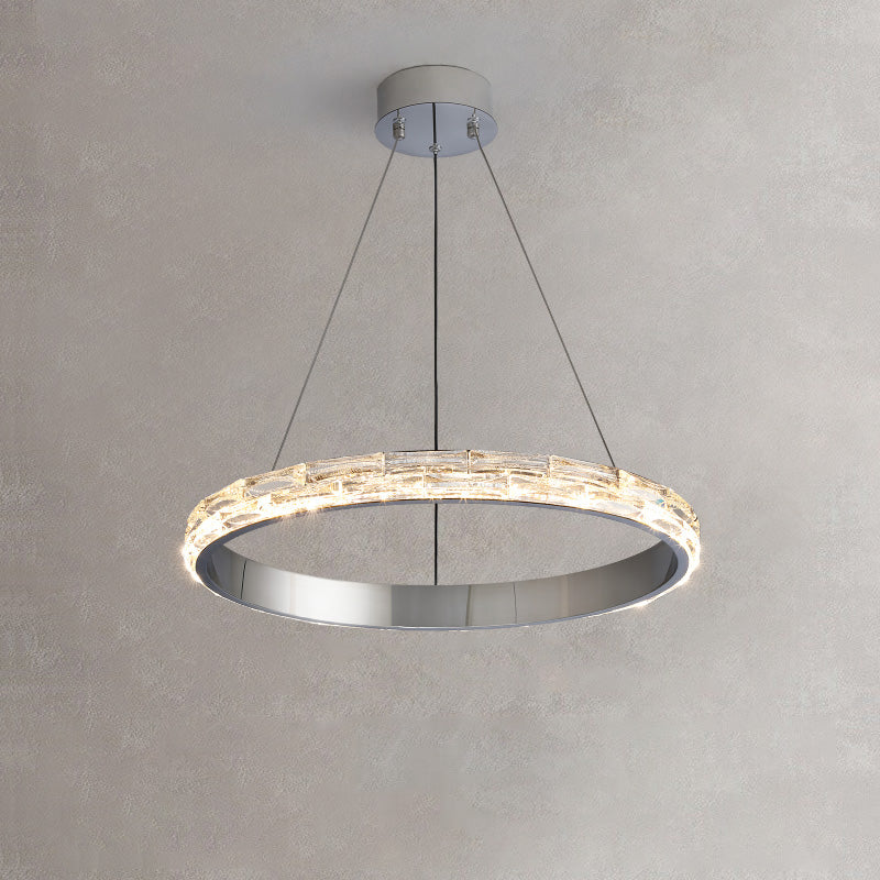 Silver Simplicity Chandelier Crystal Hanging Lamp for Living Room Dinning Room