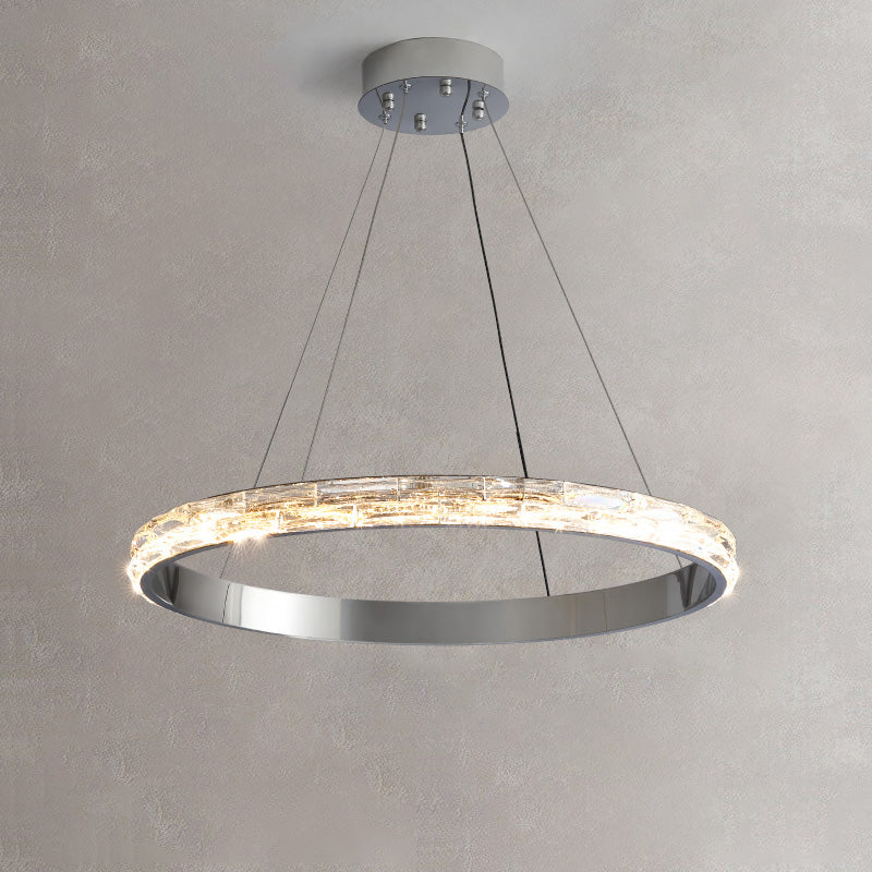 Silver Simplicity Chandelier Crystal Hanging Lamp for Living Room Dinning Room