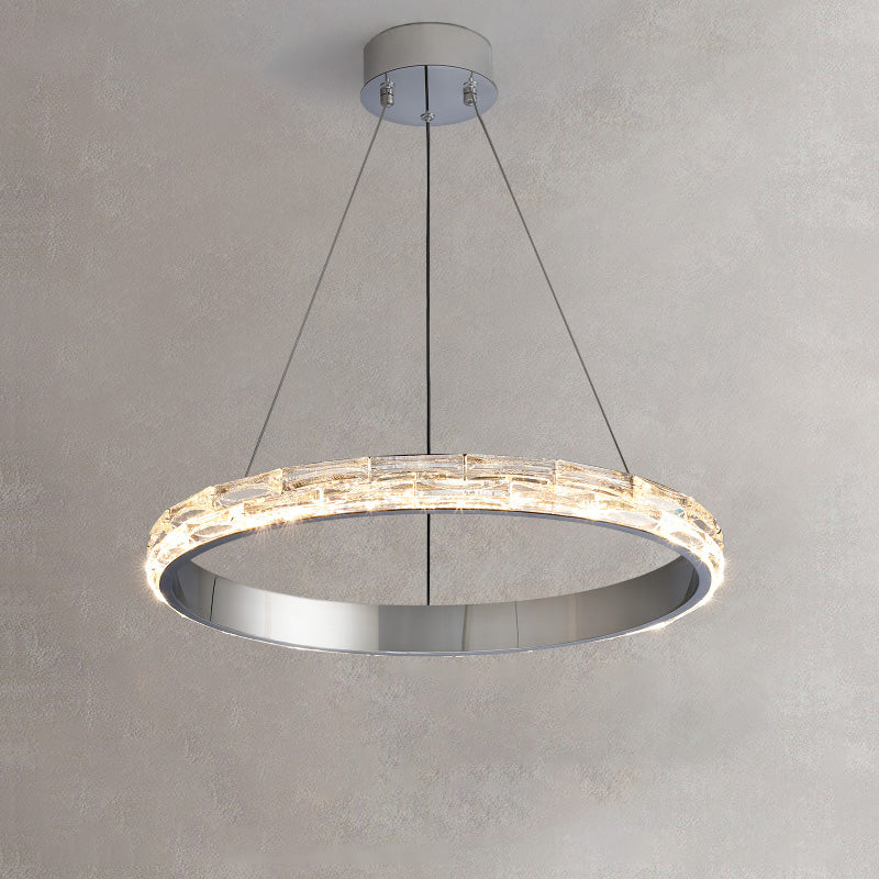 Silver Simplicity Chandelier Crystal Hanging Lamp for Living Room Dinning Room