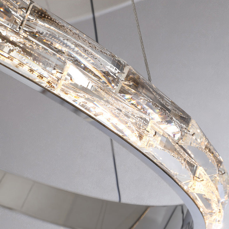 Silver Simplicity Chandelier Crystal Hanging Lamp for Living Room Dinning Room