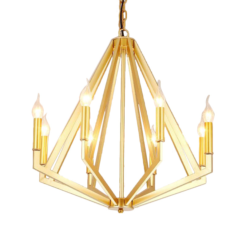 Lampada il lampadario oro a 8 luci lampada da lampada tradizionale geometrica in metallo lampada a sospensione per soggiorno