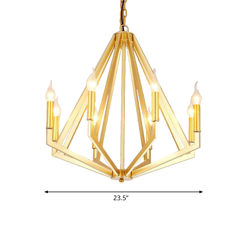 Lampada il lampadario oro a 8 luci lampada da lampada tradizionale geometrica in metallo lampada a sospensione per soggiorno
