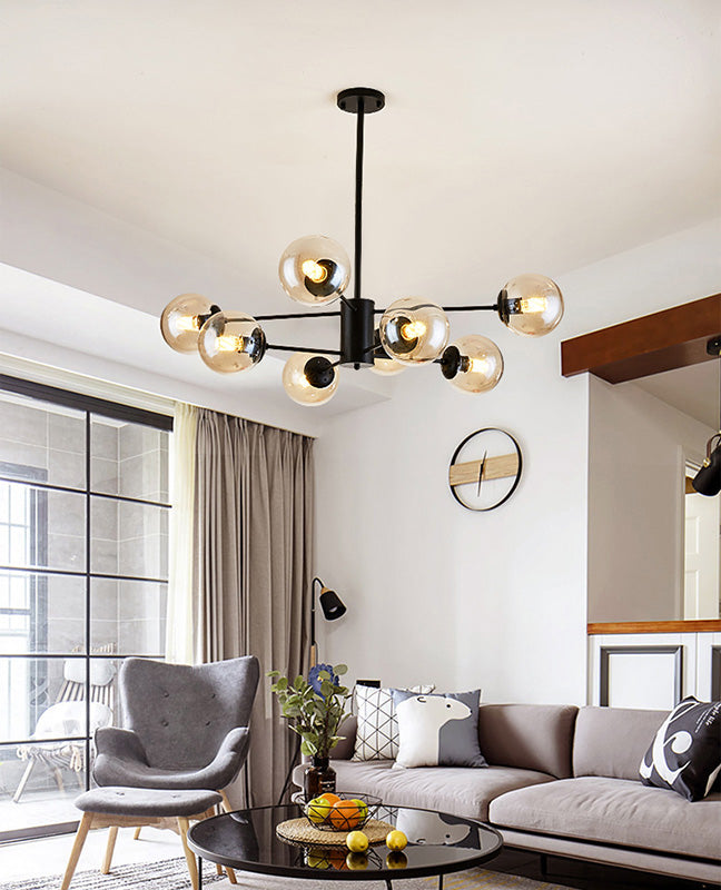 Globe Chandelier Light Fixture Modern Glass Pendant Lighting for Restaurant