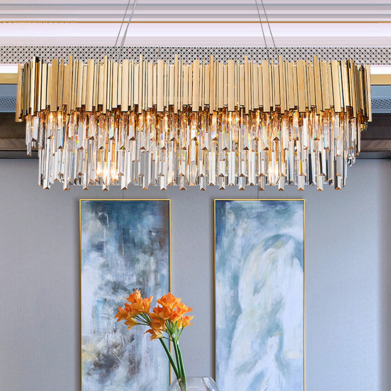 Crystal Pendant Light in Gold Postmodern Chandelier Light Fixture for Living Room Hotels