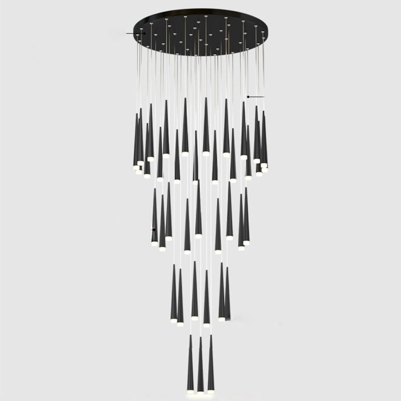 Stairs Pendant Light Fixture Metal Line Shape Modern Style Multiple Hanging Light