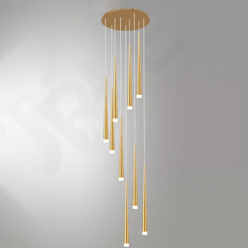 Stairs Pendant Light Fixture Metal Line Shape Modern Style Multiple Hanging Light
