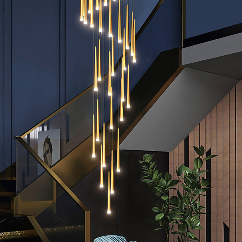 Stairs Pendant Light Fixture Metal Line Shape Modern Style Multiple Hanging Light