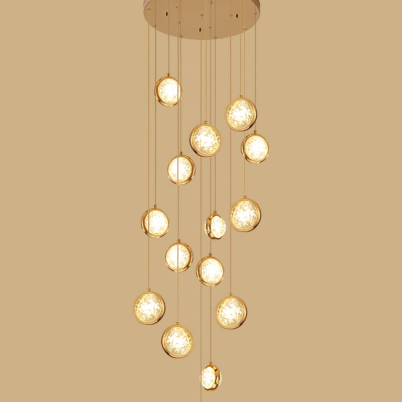 Pendard moderne Métal et cristal multiple suspendu pour escalier