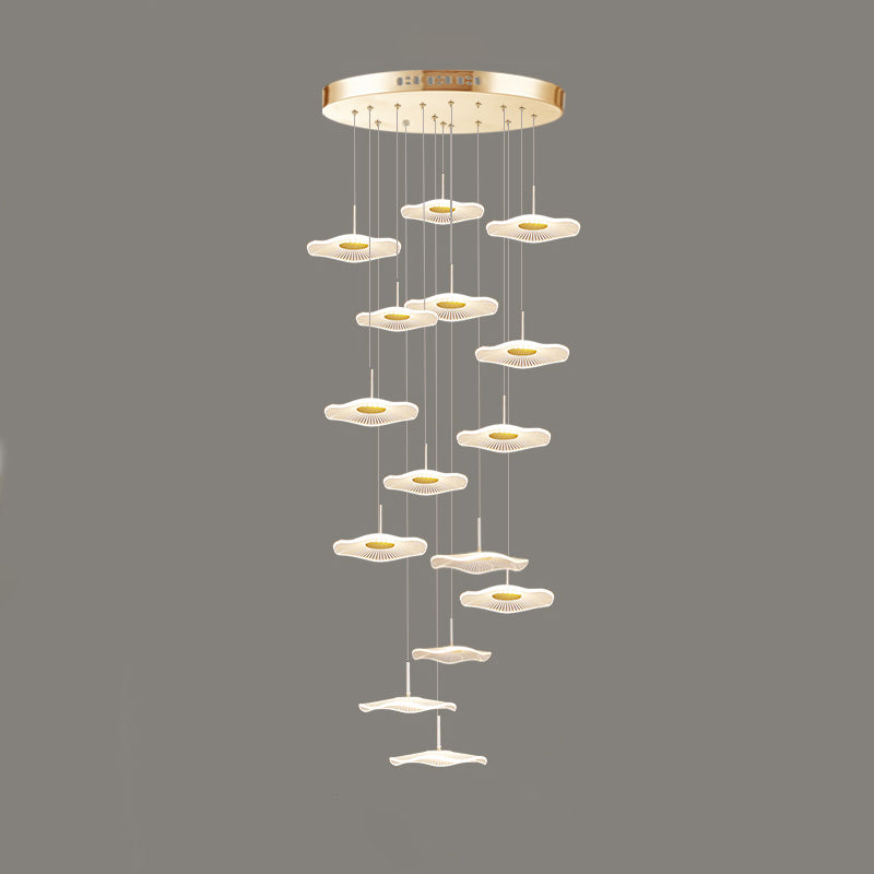 Modern Special Shape Pendant Clear Acrylic Hanging Ceiling Light for Spiral Stair