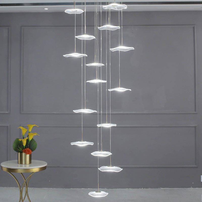 Modern Special Shape Pendant Clear Acrylic Hanging Ceiling Light for Spiral Stair