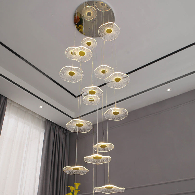Modern Special Shape Pendant Clear Acrylic Hanging Ceiling Light for Spiral Stair