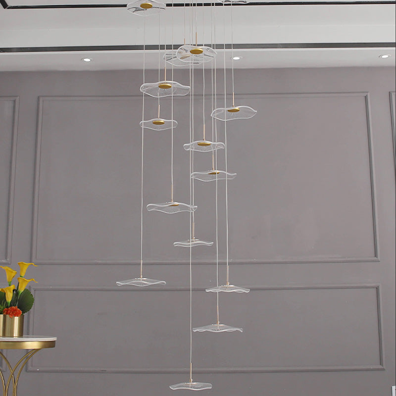 Modern Special Shape Pendant Clear Acrylic Hanging Ceiling Light for Spiral Stair