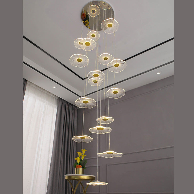 Modern Special Shape Pendant Clear Acrylic Hanging Ceiling Light for Spiral Stair
