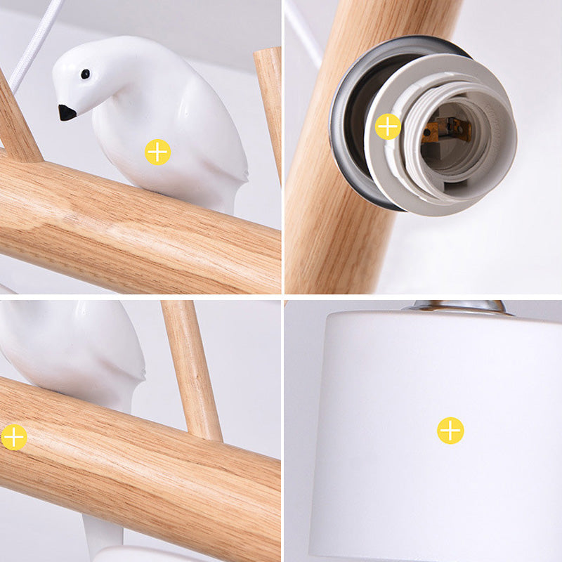 Luci del lampadario dell'isola cilindro moderni apparecchi di illuminazione lampadario in vetro con decorazione di uccelli