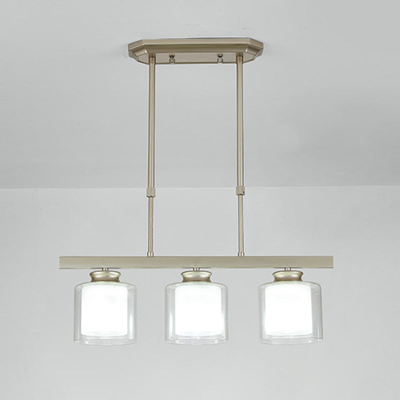 4 Light Cylinder Pendant Lighting Contemporary Kitchen Pendant Lights Metal Island Lighting in Black