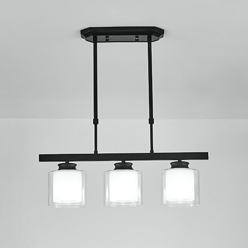 4 Light Cylinder Pendant Lighting Contemporary Kitchen Pendant Lights Metal Island Lighting in Black