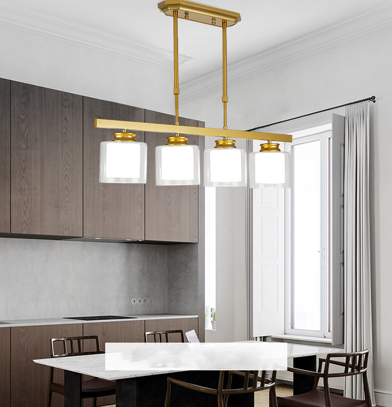 4 Light Cylinder Pendant Lighting Contemporary Kitchen Pendant Lights Metal Island Lighting in Black