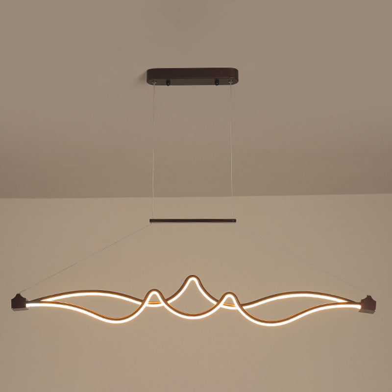 Espresso lineares LED -Insellicht im modernen prägnanten Aluminium -Anhänger Licht mit Acrylschatten