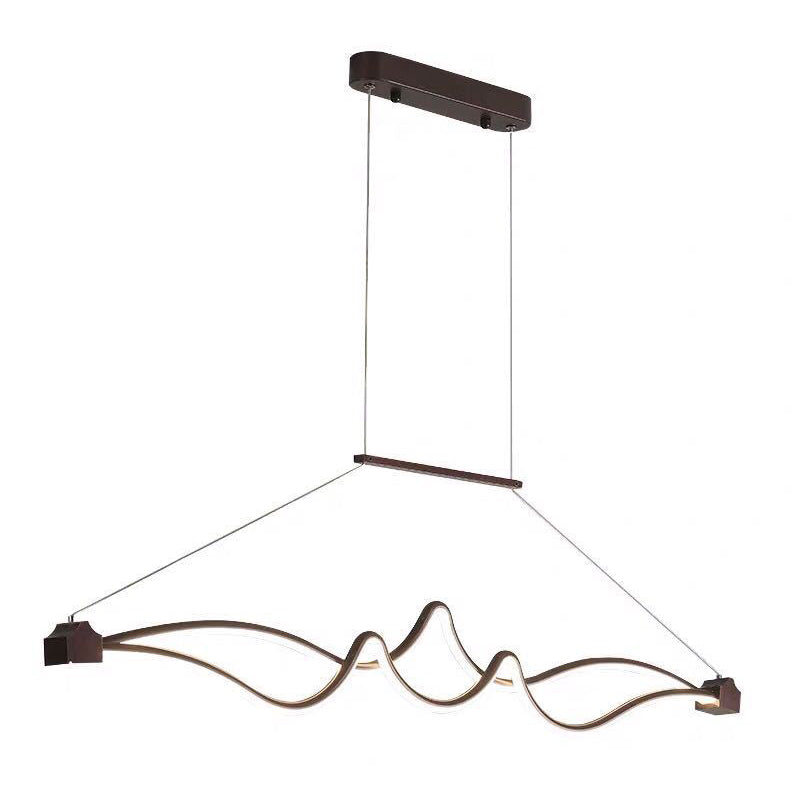 Espresso lineares LED -Insellicht im modernen prägnanten Aluminium -Anhänger Licht mit Acrylschatten