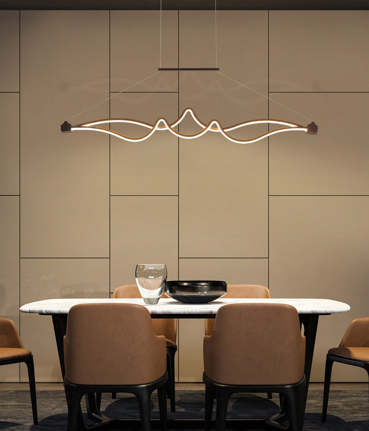 Espresso lineares LED -Insellicht im modernen prägnanten Aluminium -Anhänger Licht mit Acrylschatten