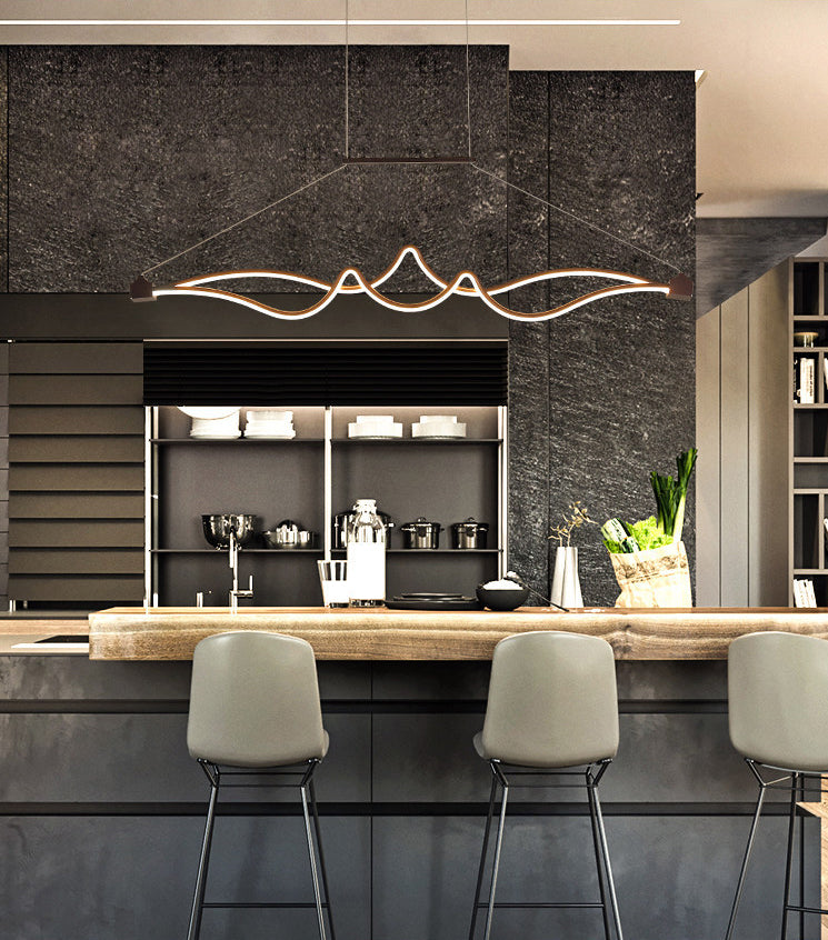 Espresso lineares LED -Insellicht im modernen prägnanten Aluminium -Anhänger Licht mit Acrylschatten