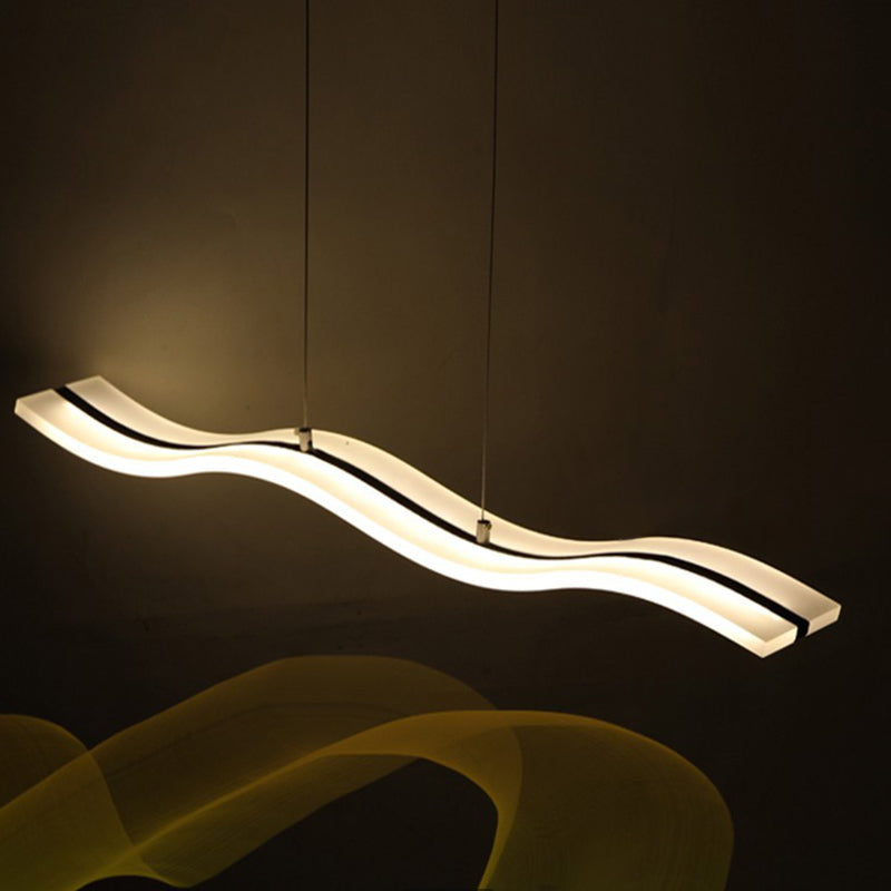 Acrylic White LED Island Light in Modern Concise Style Iron Linear Pendant Light for Dining Room