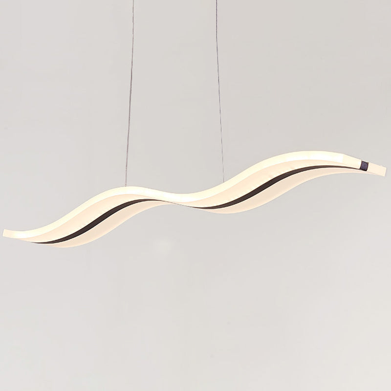 Acrylic White LED Island Light in Modern Concise Style Iron Linear Pendant Light for Dining Room