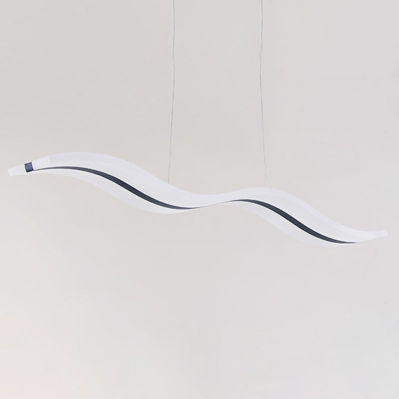 Acrylic White LED Island Light in Modern Concise Style Iron Linear Pendant Light for Dining Room