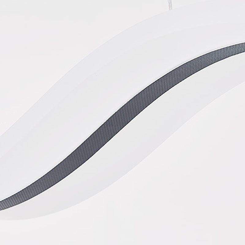 Acrylic White LED Island Light in Modern Concise Style Iron Linear Pendant Light for Dining Room