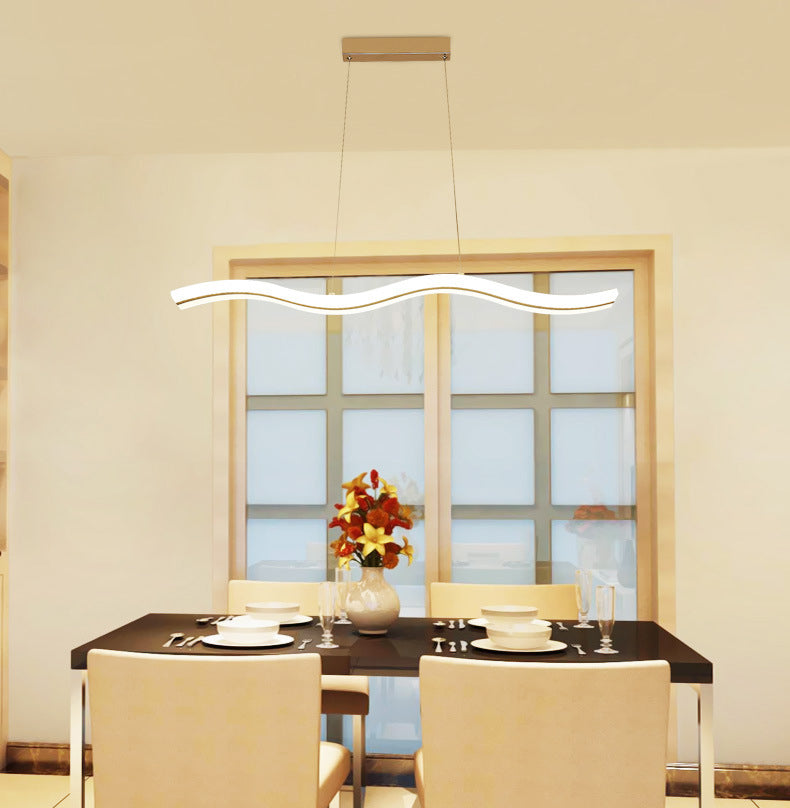 Acrylic White LED Island Light in Modern Concise Style Iron Linear Pendant Light for Dining Room