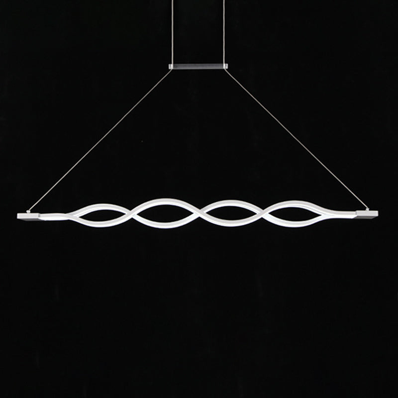 White Linear LED Island Light in Modern Simplicity Iron 4-Light Pendant Light with Acrylic Shade