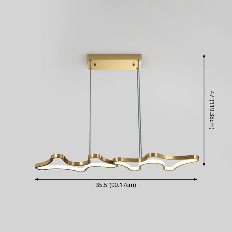 Luci del lampadario dell'isola moderna lineare Luci a soffitto a led in metallo per sala da pranzo