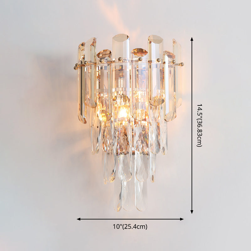 Pronzo della parete geometrica cristallina in moderna luce da parete a 2 luci in stile di lusso per spazi interni