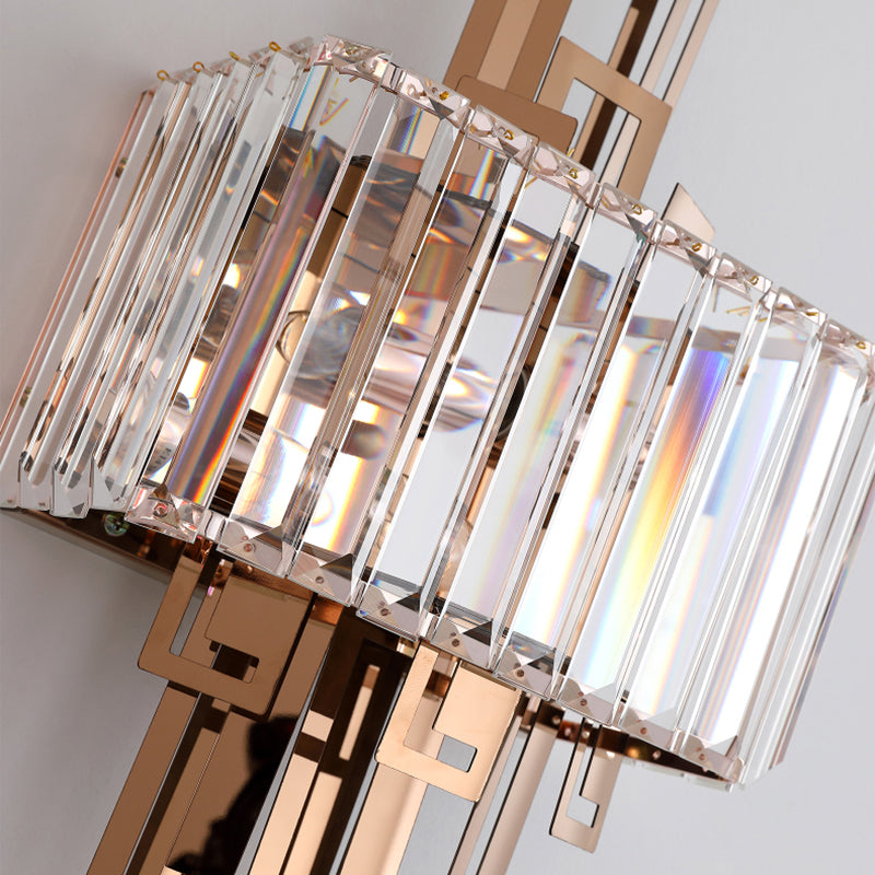 Disconce da parete a 2 luci oro nella moderna lampada da parete in metallo elettroplato in stile creativo con tonalità di cristallo