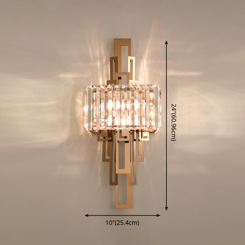 Disconce da parete a 2 luci oro nella moderna lampada da parete in metallo elettroplato in stile creativo con tonalità di cristallo