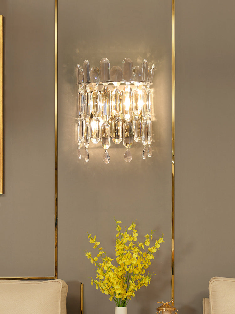 Lampada da parete in oro in cristallo nella moderna sconde da parete a 2 luci di metallo elettroplate artistico