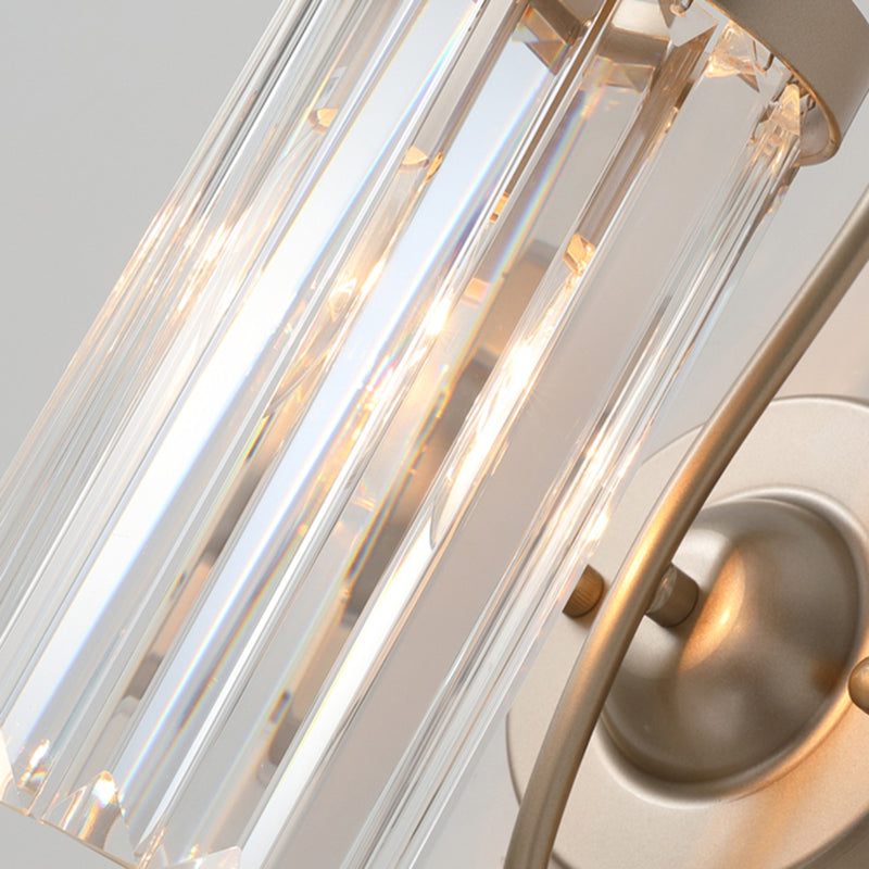 Lampada da parete in ottone in metallo elettroplato in moderna luce cilindrica cristallina di cristallo