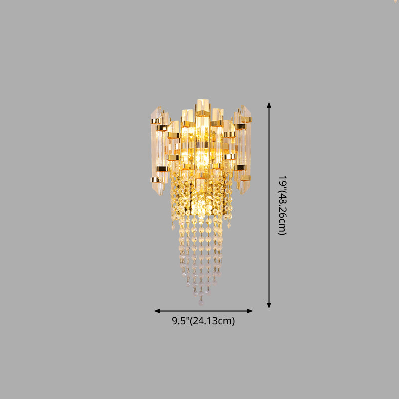 Lámpara de pared de oro de cristal en el estilo artístico moderno de metal electroplacado de 3 luces.