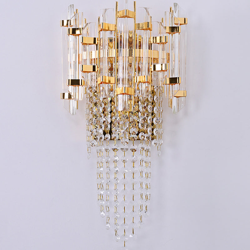 Lámpara de pared de oro de cristal en el estilo artístico moderno de metal electroplacado de 3 luces.